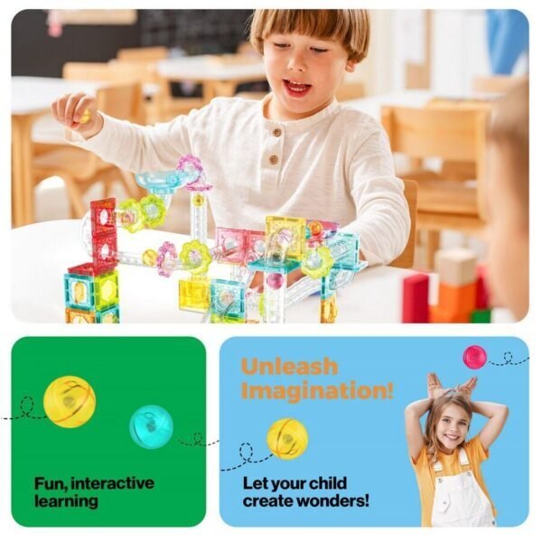 100pcs Magnetic Marble Run Travel Size with Launcher