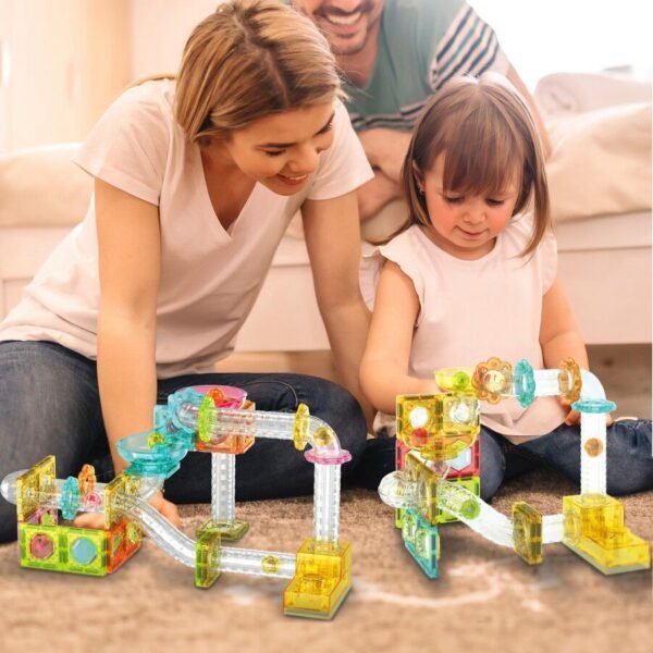 80pcs Magnetic Marble Run Travel Size with Launcher