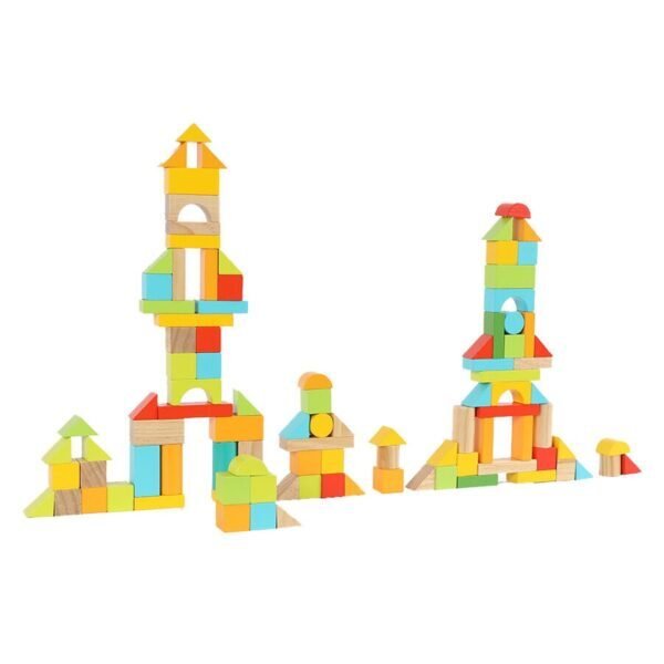 100 Pieces Wooden Block Bucket Set