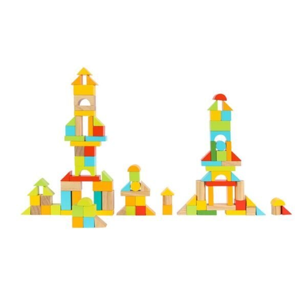 100 Pieces Wooden Block Bucket Set