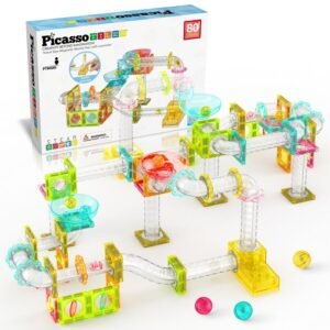 80pcs Magnetic Marble Run Travel Size with Launcher